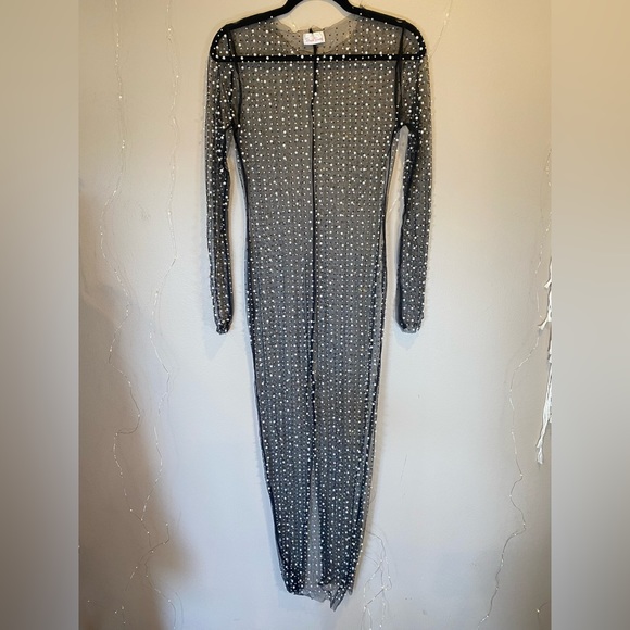 NWOT Beach Bunny Champagne Nights Pearl Mesh Dress in Black - Picture 7 of 10